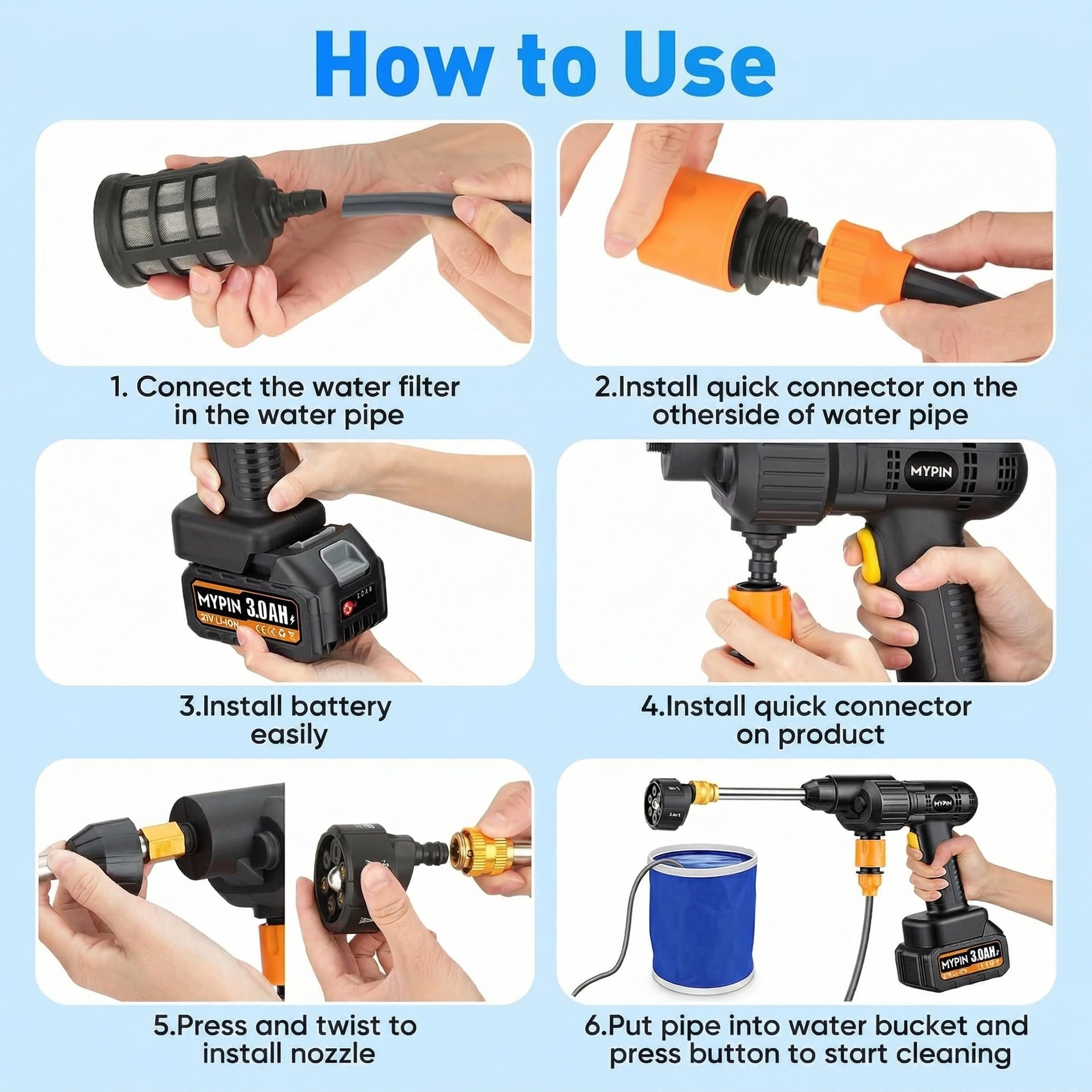 Portable High Pressure Washer Gun