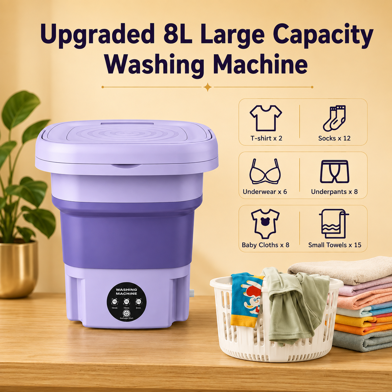 Foldable Mini Portable Washing Machine | 4L & 8L Capacity