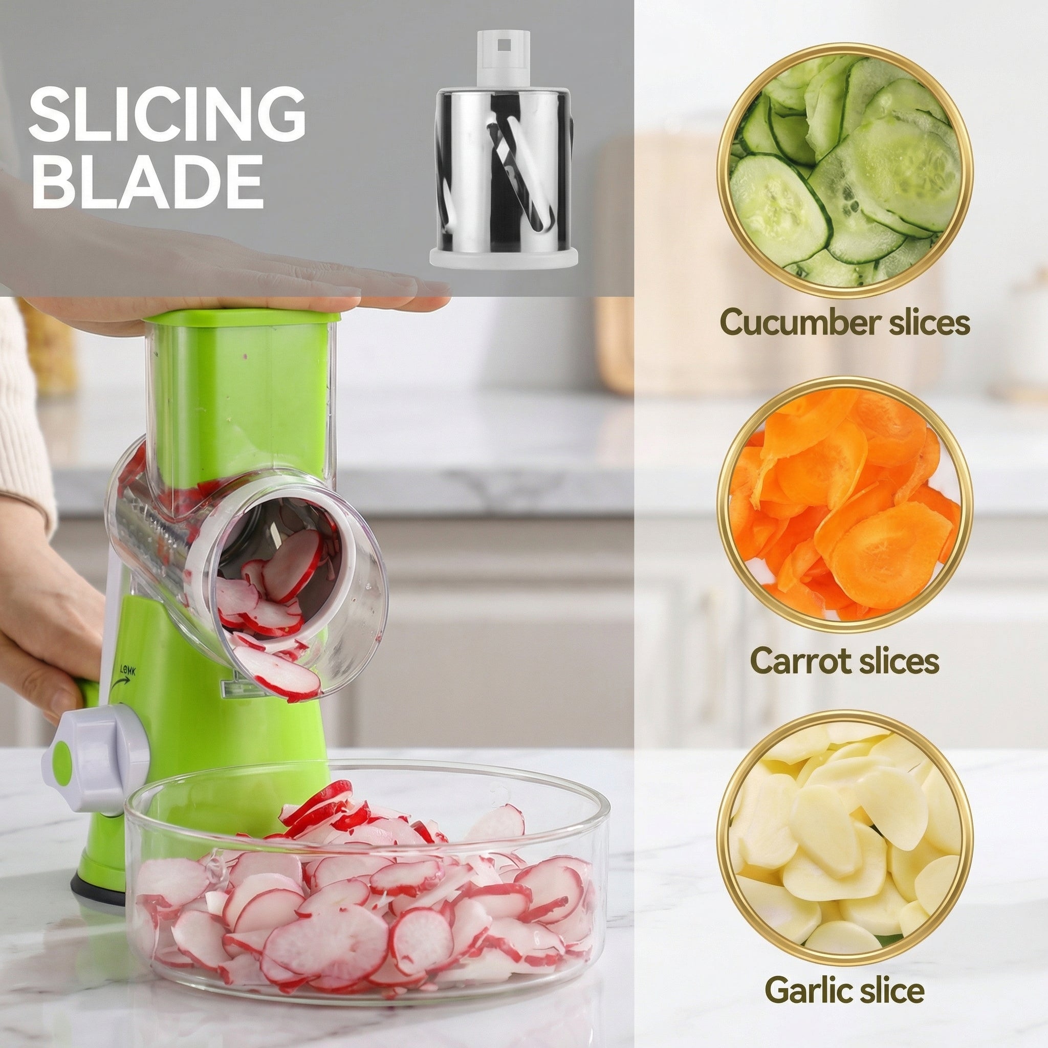 Rotary Drum Grater & Vegetable Slicer