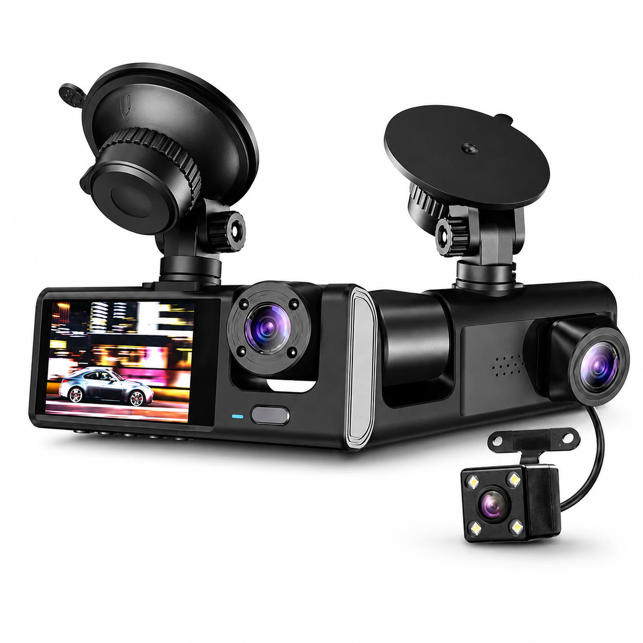3-Channel Car Dash Cam | 1080P Full HD Camera