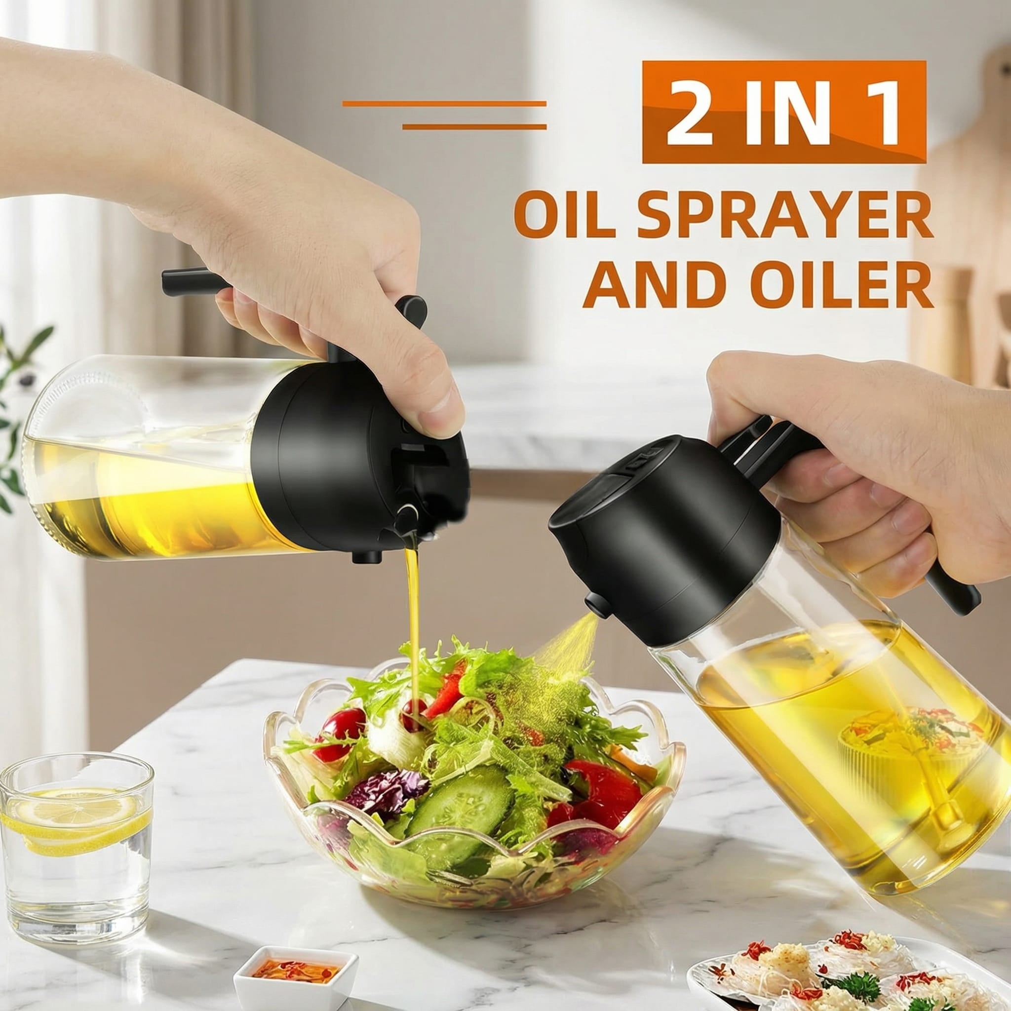 2 In 1 Oil Sprayer & Pourer Bottle