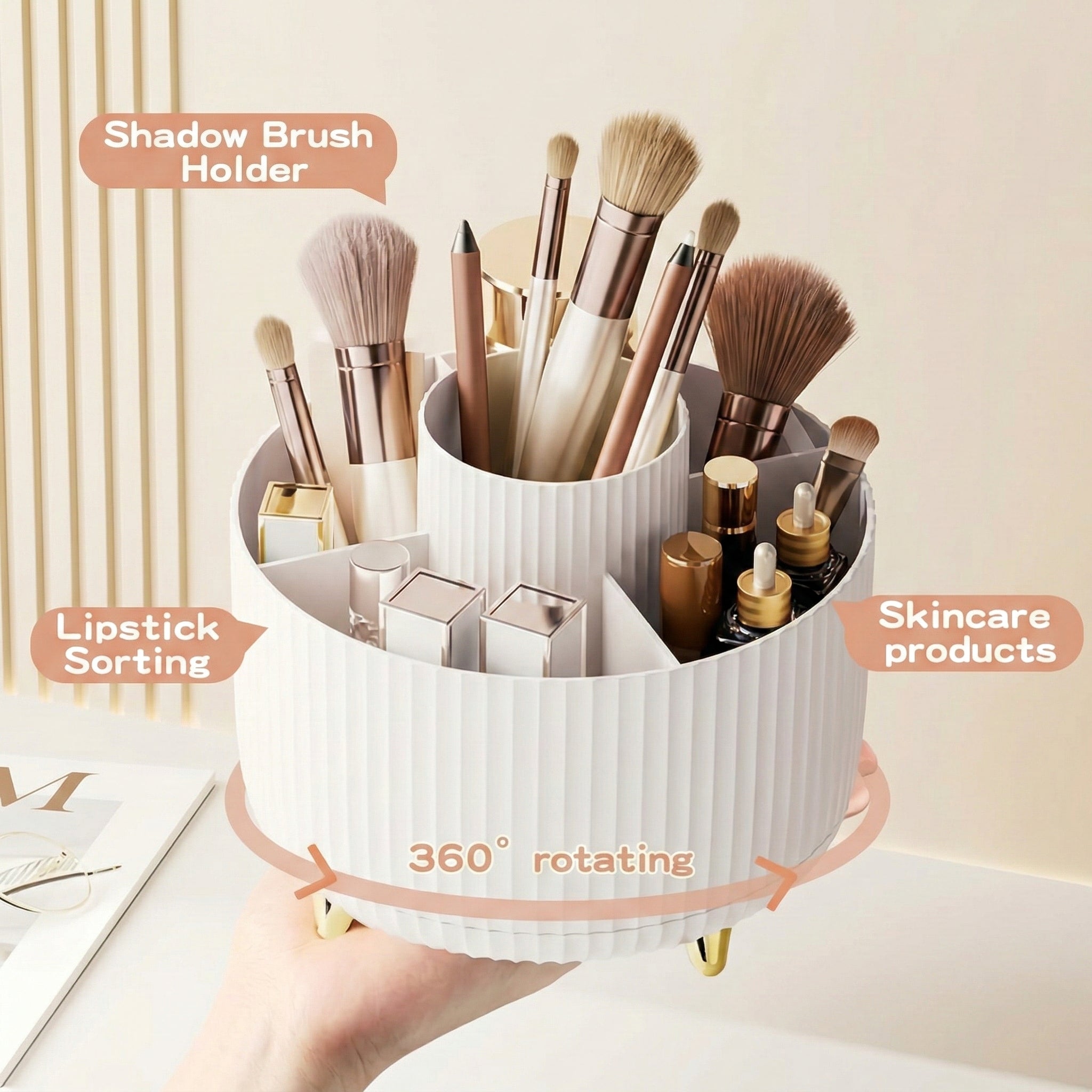 360° Rotating Makeup Brush Holder