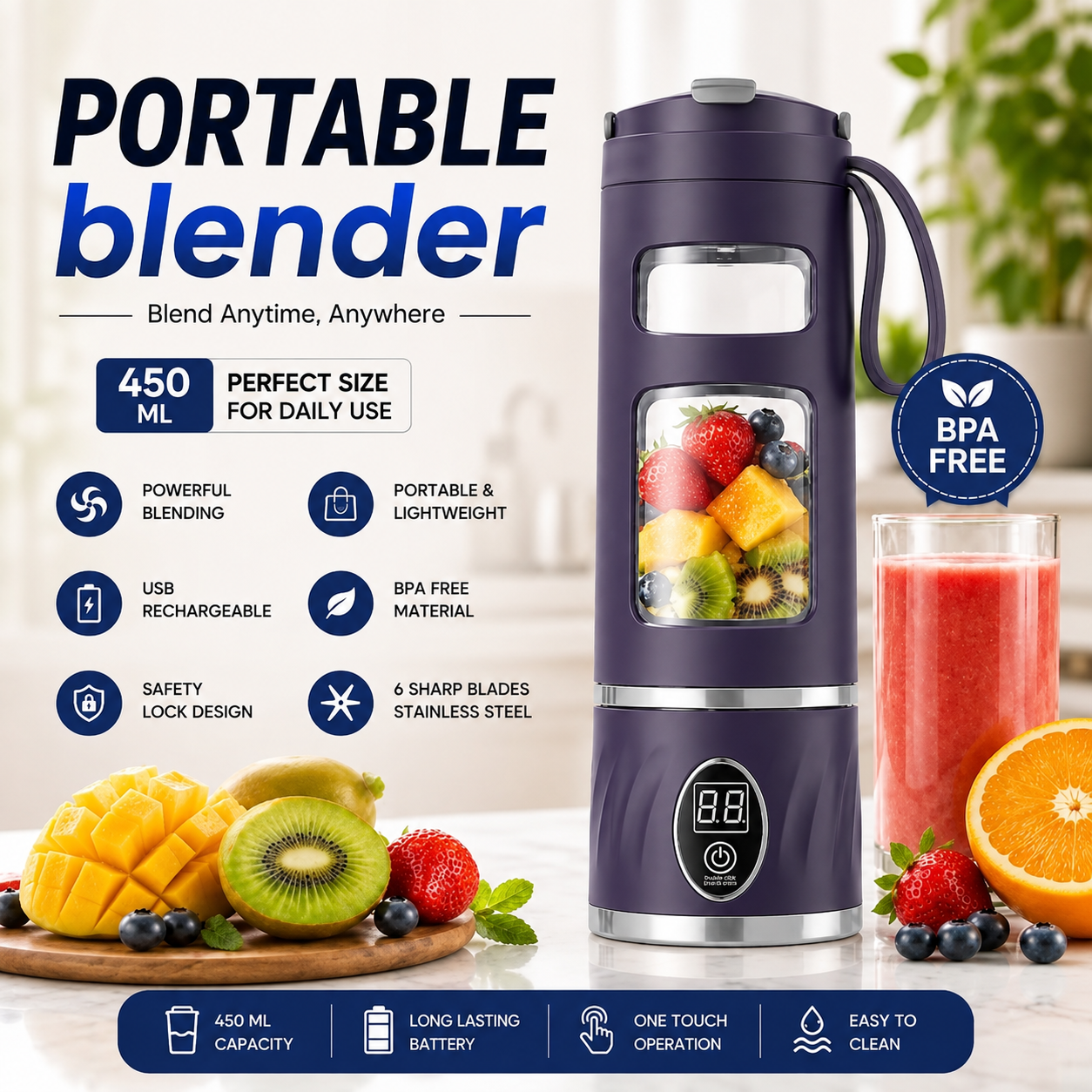 Portable Juicer Blender – 450ml